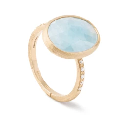 Marco Bicego Siviglia 18ct Yellow Gold Aquamarine & Diamond Ring