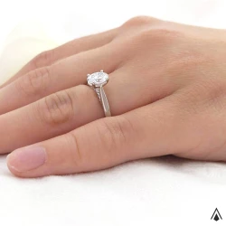 Oxford Oval Platinum 0.60ct Diamond Solitaire Ring on hand