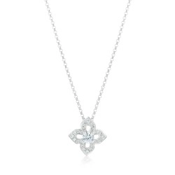 18ct White Gold & Diamond Flower Design Pendant