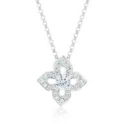 18ct White Gold & Diamond Flower Design Pendant