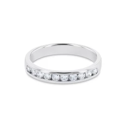 Platinum 0.33ct Brilliant Cut Diamond Channel Set Wedding Ring