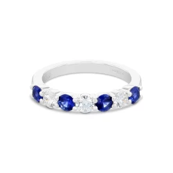 Platinum 0.66ct Sapphire and Diamond half set Eternity Ring flat front view