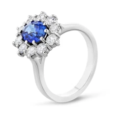 Platinum 1.29ct Oval Sapphire and Diamond Cluster Ring