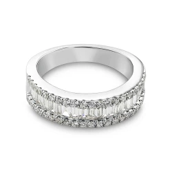 Platinum 1.48ct Baguette & Brilliant Cut Diamond Ring Flat