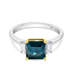 Platinum 2.00ct Teal Tourmaline & Diamond Ring Flat