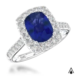 Platinum Cushion 3.30ct Sapphire & Diamond Cluster Ring