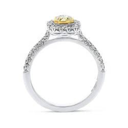 Platinum Cushion Cut Yellow Diamond Halo Ring Upright