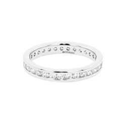 Platinum Diamond Full Channel Set Ring flat view looking at the inside of the ring and the diamonds front on