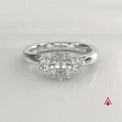 Platinum Royal Oval 0.70ct Diamond Threee Stone Ring 360 Degree Video