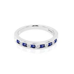 Platinum Sapphire & Diamond Channel Set Ring Flat