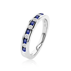 Platinum Sapphire & Diamond Channel Set Ring