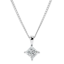 Princess Cut 0.40ct Diamond Platinum Pendant Necklace Close Up