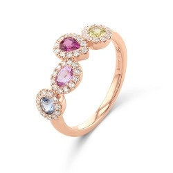 18ct Rose Gold Multi-Coloured Sapphire & Diamond Fancy Shapes Dress Ring