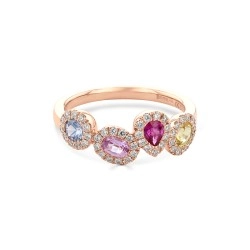 18ct Rose Gold Multi-Coloured Sapphire & Diamond Fancy Shapes Dress Ring