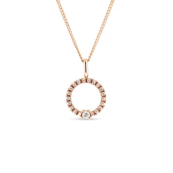 Rose Gold Open Circle Diamond Pendant Close Up