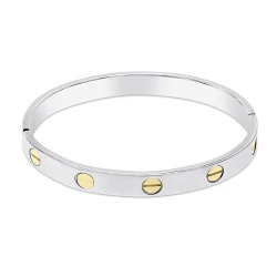 Silver & Gold Love Screw Bangle Flat