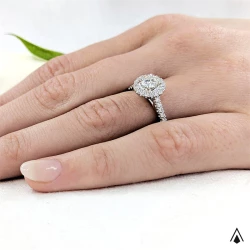 Skye Platinum 0.71ct Diamond Halo Ring on Hand