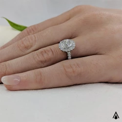 Skye Platinum Oval 1.39ct Diamond Halo Ring on Hand