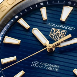 TAG Heuer Aquaracer Professional 200 Solargraph 40mm Two-Tone Dial Close Up