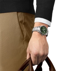 Tissot PR 100 Chronograph 40mm Green Dial on Wrist