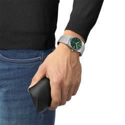 Tissot PRX Powermatic 80 40mm Green Dial Watch on male models wrist