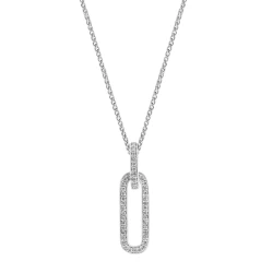 White Gold 0.16ct Diamond Linked Oval Necklace