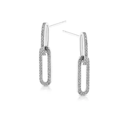 White Gold 0.31ct Diamond Linked Oval Earrings side view