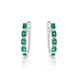 White Gold 0.56ct Emerald & Diamond Hoop Earrings