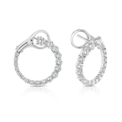 White Gold 1.01ct Diamond Curl Earrings front and angled