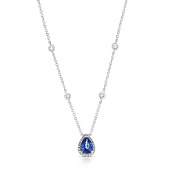 White Gold 1.14ct Sapphire and Diamond Necklace