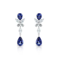 White Gold 1.42ct Sapphire & Diamond Butterfly Drop Earrings