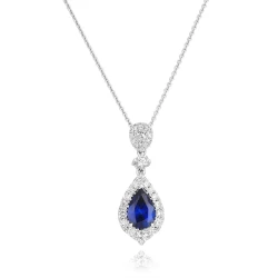 White Gold 1.47ct Sapphire & Diamond Necklace