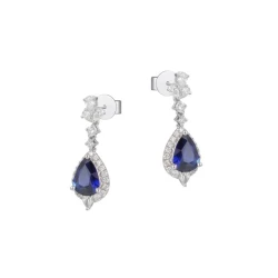 White Gold 3.40ct Sapphire & Diamond Drop Earrings Side