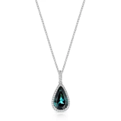 White Gold 4.00ct Teal Tourmaline & Diamond Necklace