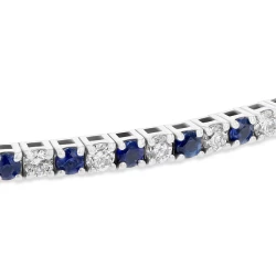 White Gold Flexible 0.67ct Sapphire and Diamond Bangle Detail