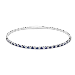 White Gold Flexible 0.67ct Sapphire and Diamond Bangle