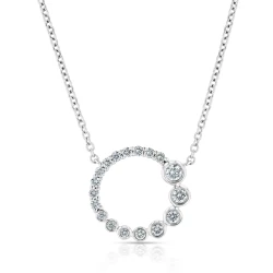 White Gold Graduated 0.36ct Diamond Circle Necklace Close Up