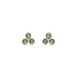 White Gold Triangle Peridot & Diamond Stud Earrings