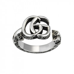 Gucci Aged Silver Marmont GG Key Collection Ring