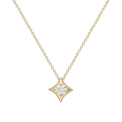 Yellow Gold 0.08ct Diamond Star Slider Necklace