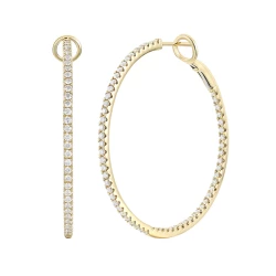 Yellow Gold 0.88ct Diamond Hoop Earrings