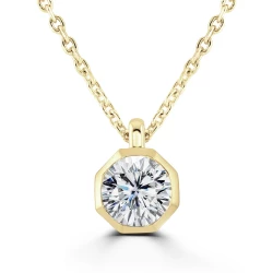 Yellow Gold Bezel Set 0.50ct Diamond Necklace