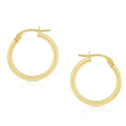 Yellow Gold Rounded Hoop Style Earrings side view