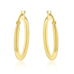 Yellow Gold Rounded Hoop Style Earrings