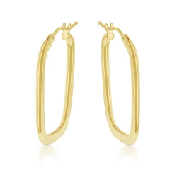 Yellow Gold Squared Hoop Earrings front and angled view