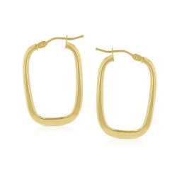 Yellow Gold Squared Hoop Earrings side view