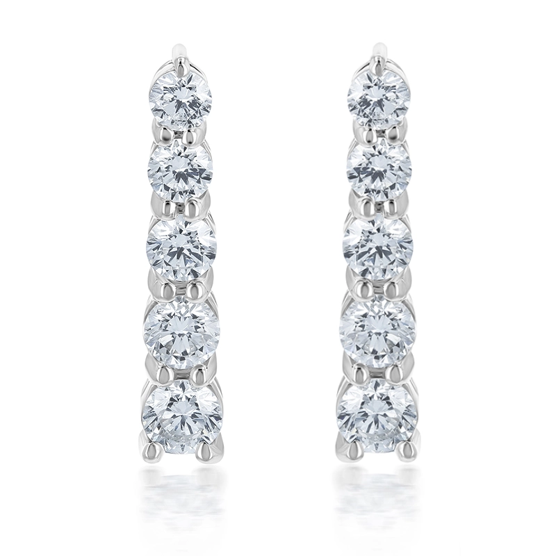 18ct White Gold & Graduated 1.01ct Diamond Drop Earrings | Products ...