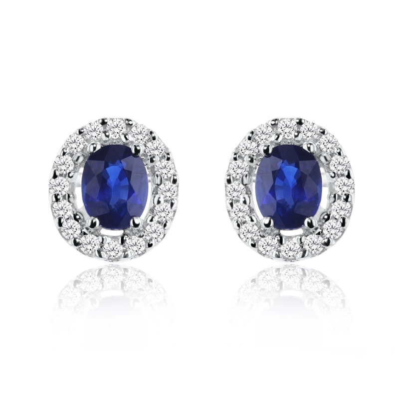 9ct White Gold Sapphire & Diamond Earrings | Products | Baker Brothers ...