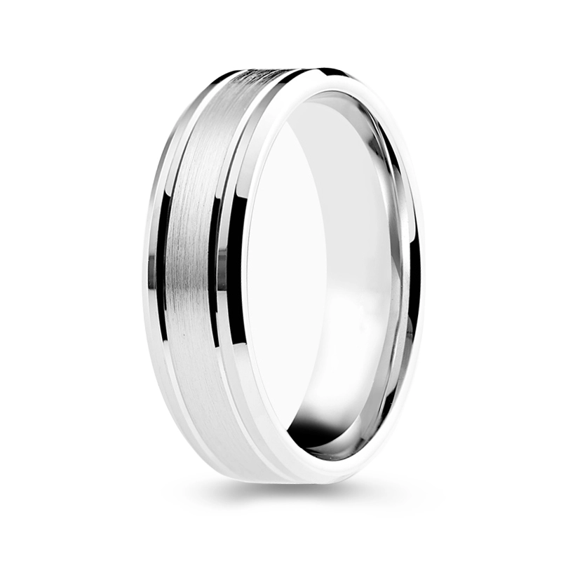 9ct White Gold 6mm Bevelled Edge Wedding Ring | Products | Baker