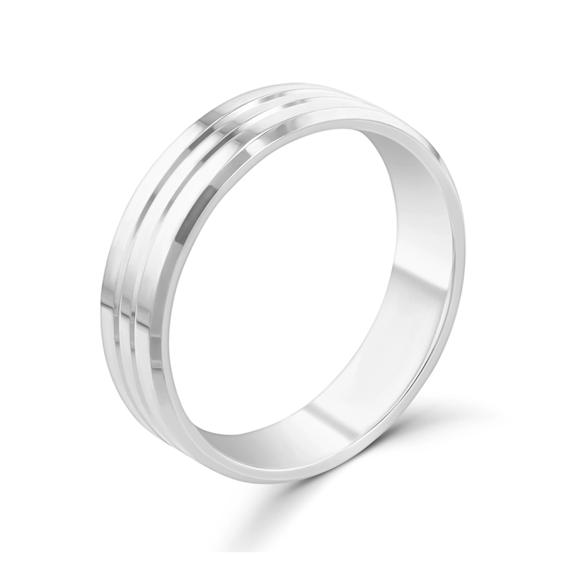 9ct White Gold 6mm Groove Detail Wedding Ring | Products | Baker